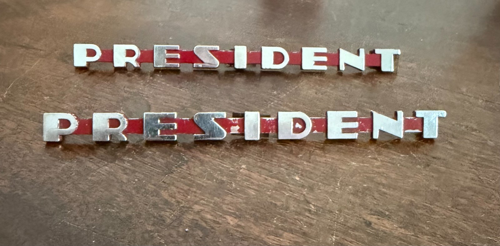 1940 Studebaker President Fender Emblems Pair 6.5″ Original Trim Badges