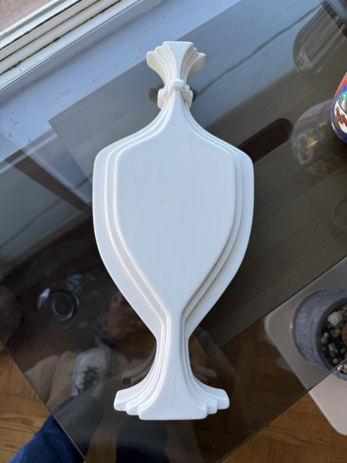 Global Views Matte White Ceramic Flat Silhouette Vase Modern Architectural Decor