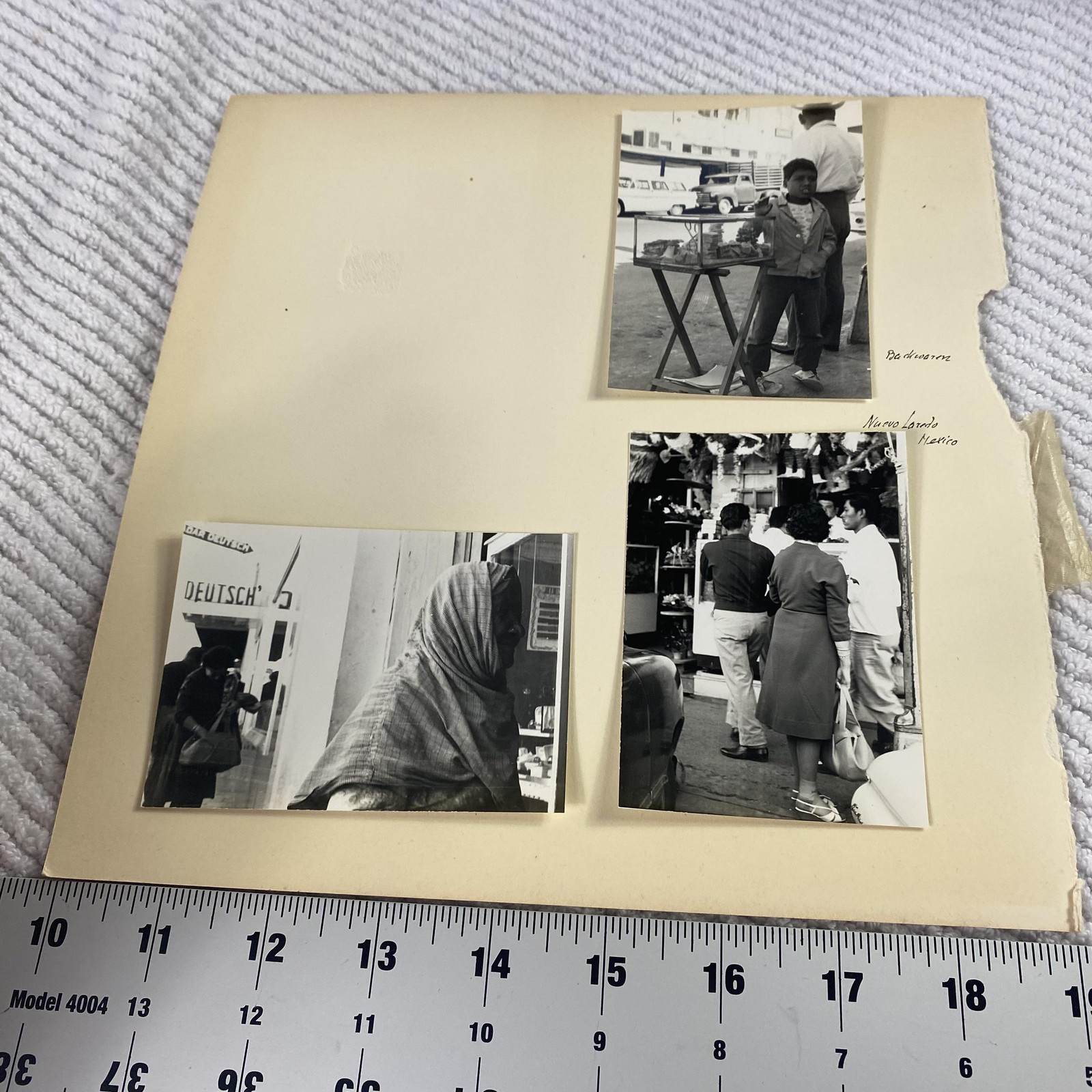Vintage 1950s Nuevo Laredo Mexico Street Scene Photo Lot B&W Coca Cola Car