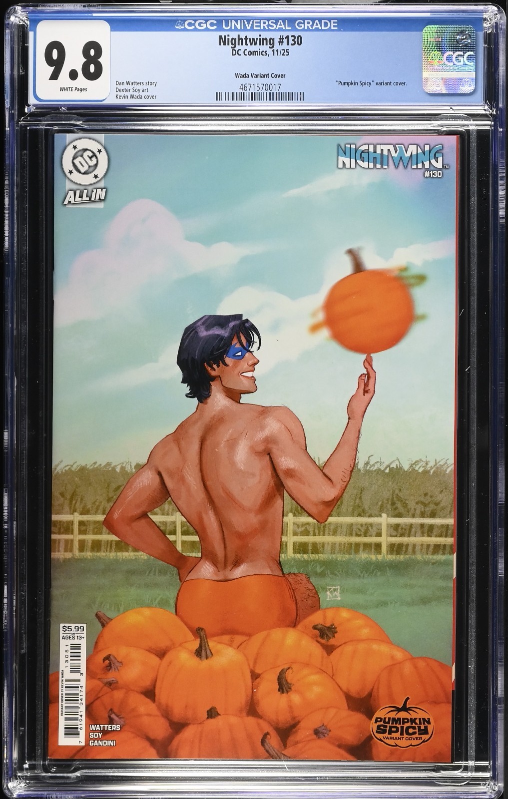 Nightwing #130 CGC 9.8 DC Comics 2025 Kevin Wada Variant Pumpkin Spicy Cover