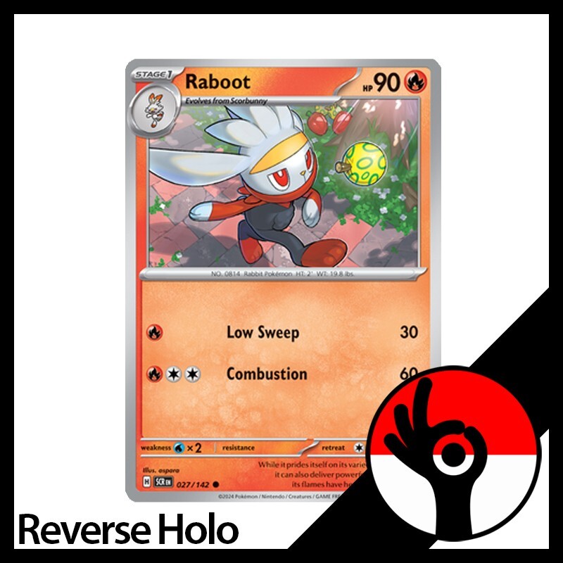 Pokemon TCG: Stellar Crown – Reverse Holo – 027/142 – Raboot
