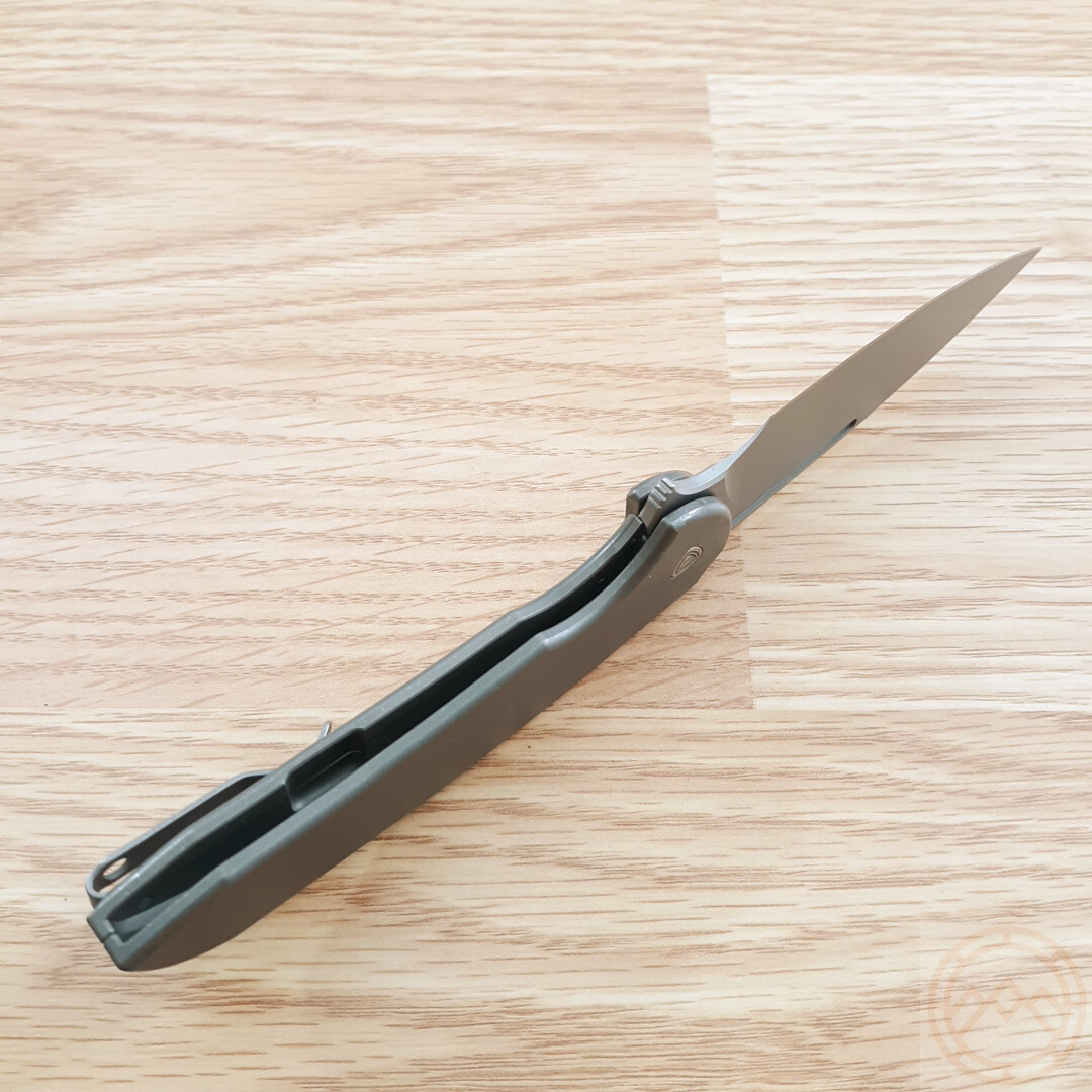 Ferrum Forge Knife Folding Knife 3″ Nitro V Steel Blade Gray Titanium Handle