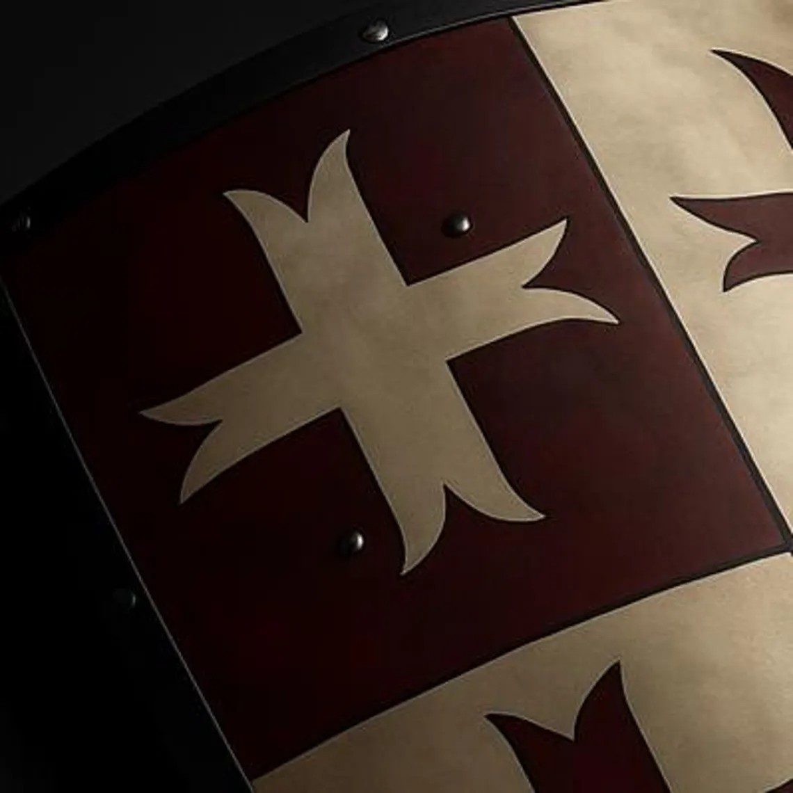 Templar Crusader Shield Hand-Painted Medieval Knight 3 Sizes LARP Wall Decor