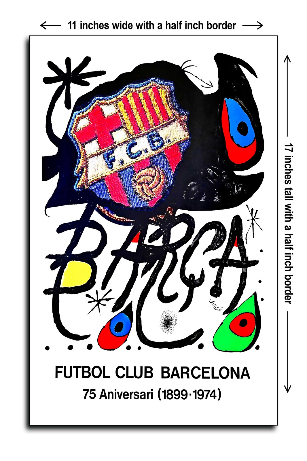 1974 Futbol Club Barcelona 75th Anniversary 1899-1974 – 11×17 Poster