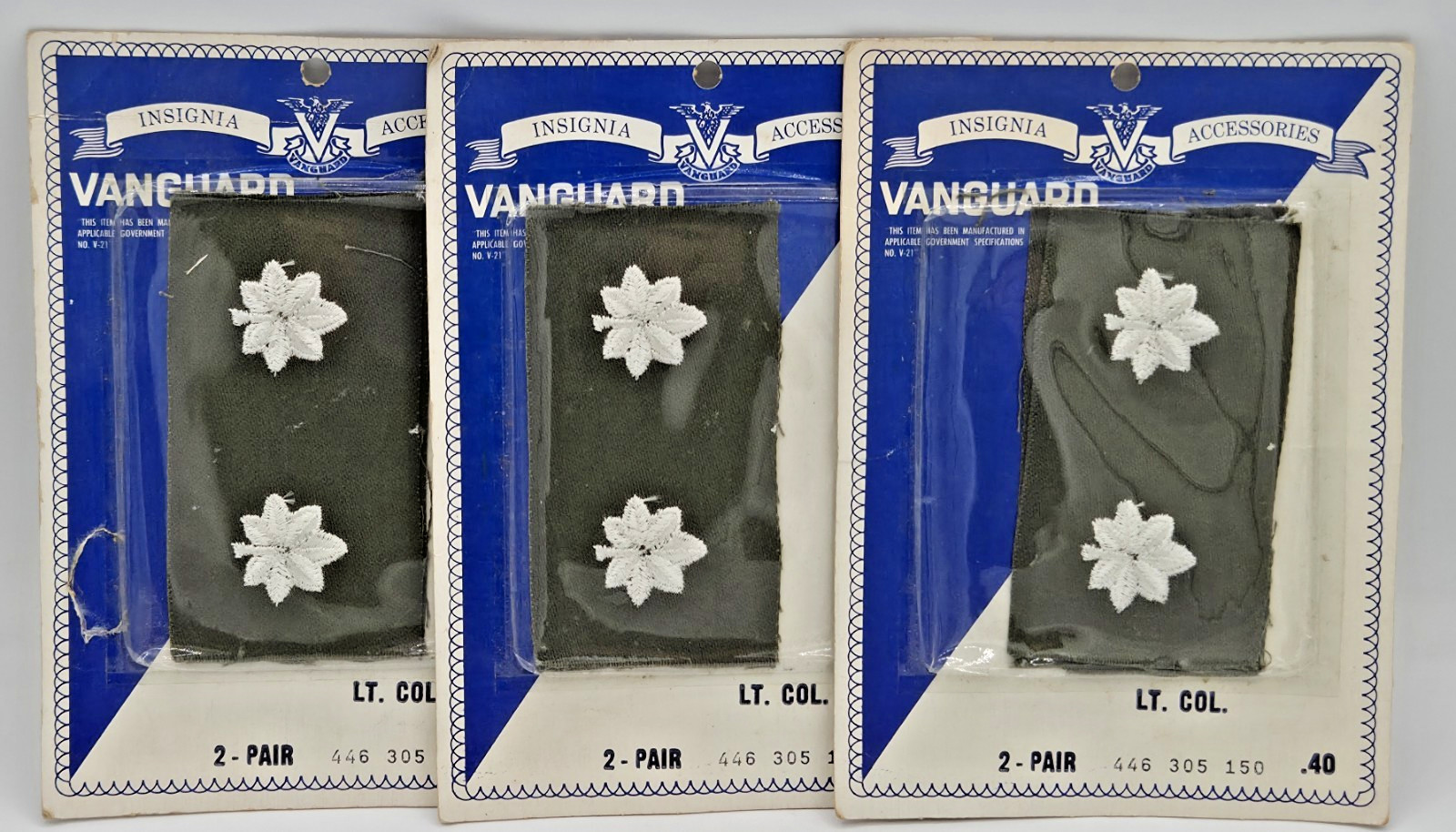 VTG NEW US Military Silver Oak Leaf Rank Insignia Vanguard Lt Colonel 3 PACKS