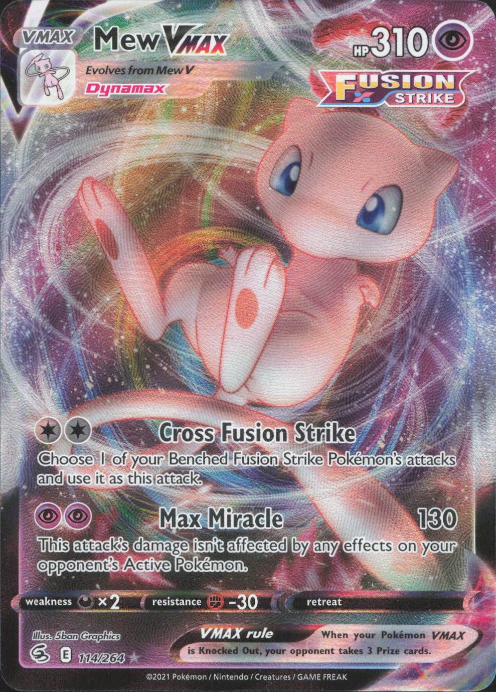 Mew VMAX 114/264 Holo VMAX Rare Fusion Strike Pokemon Near Mint
