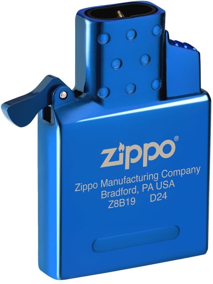 High Polish Blue Butane Lighter Insert Double Torch