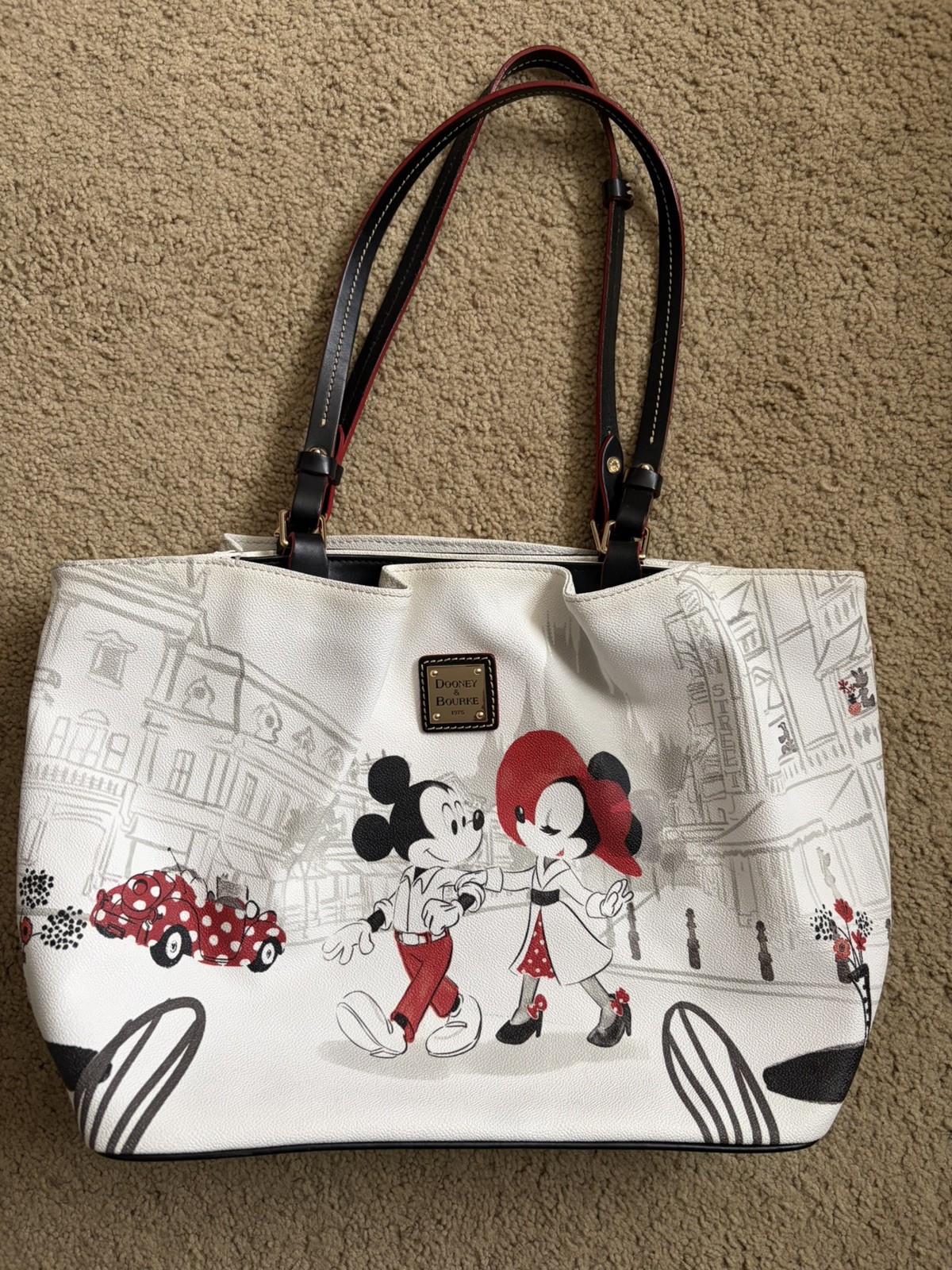 Disney Dooney & Bourke Large Minnie & Mickey Mouse Cafe Flynn Barlow Tote Retire