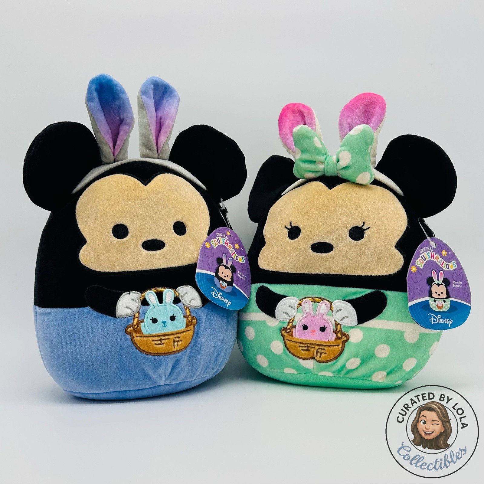 NWT Squishmallows Disney Easter Mickey & Minnie Mouse 10.5 inch Bunny Plush Set
