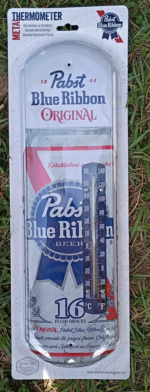 Pabst Blue Ribbon metal Thermometer 5 1/8x 17 3/8