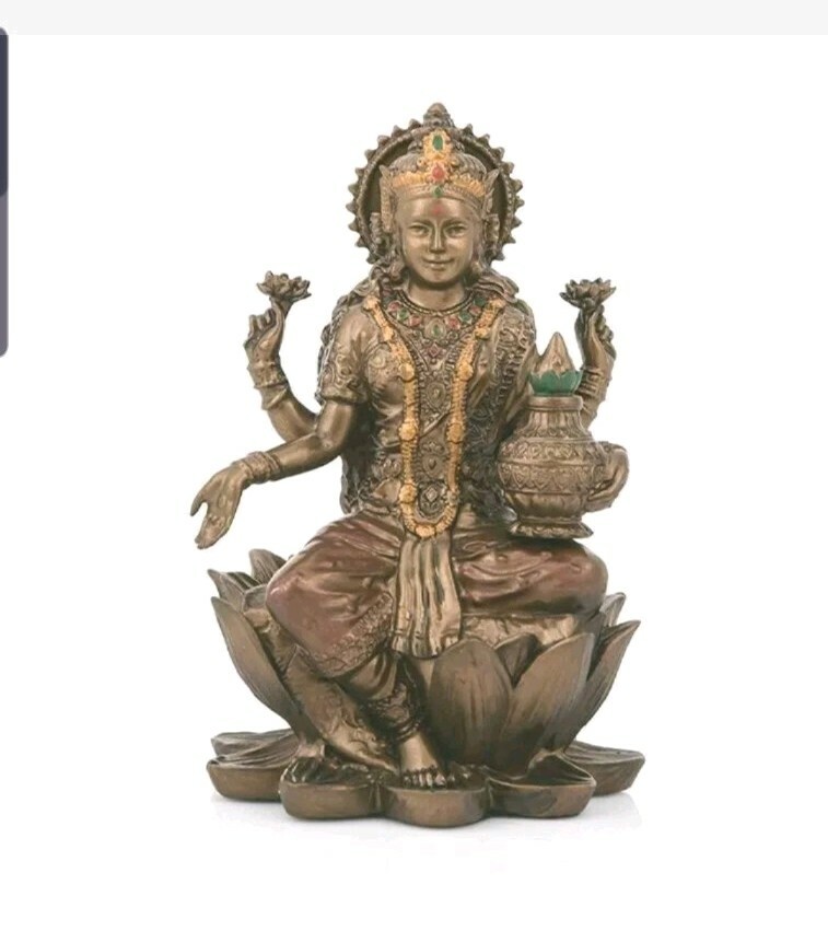 India Goddess Lakshmi Idol Hindu Laxmi Goddess Statue Home Decor (Size 8cmx5cm)