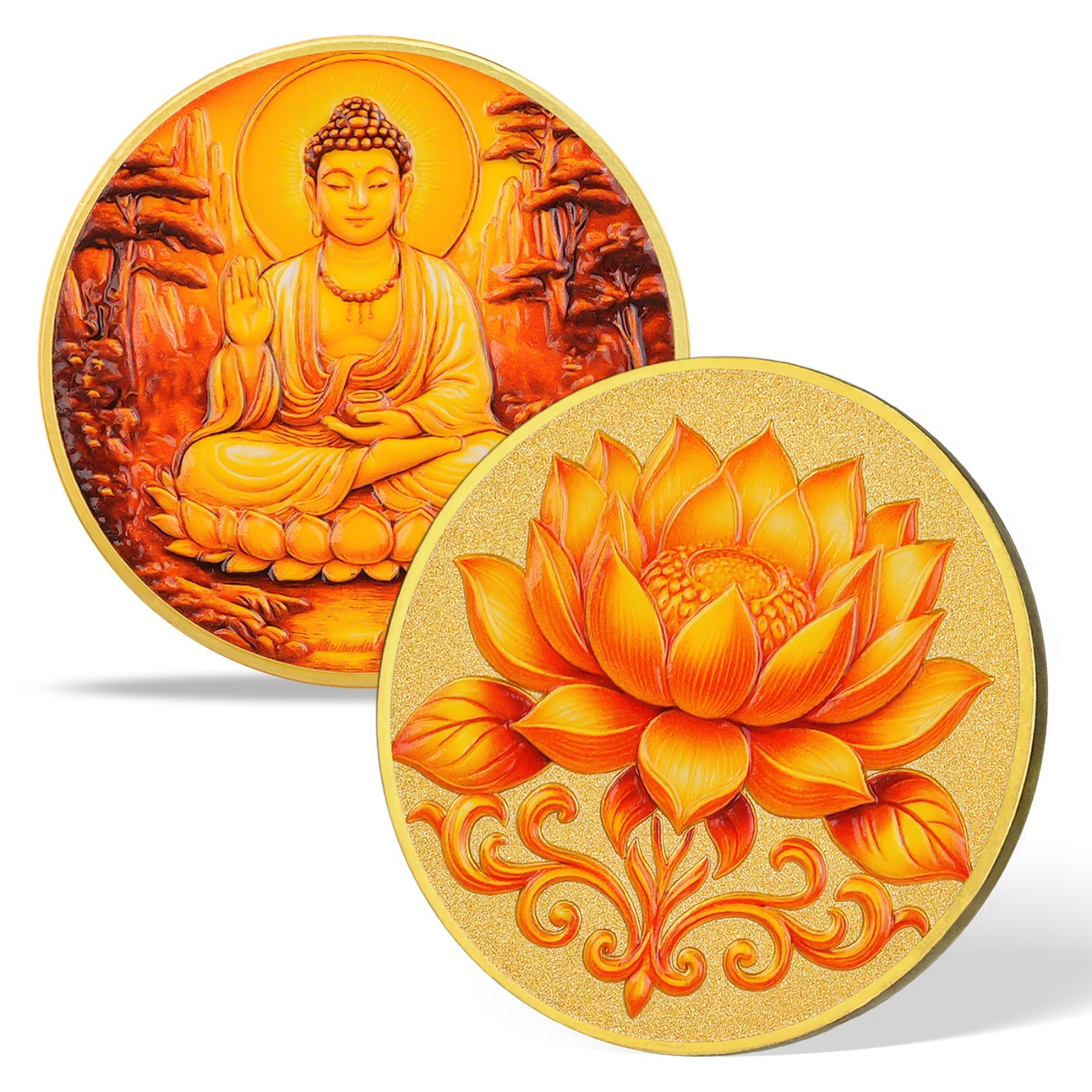 Lucky Lotus Buddha Coin Buddha’s Compassion Buddhism Religious Collectible Token