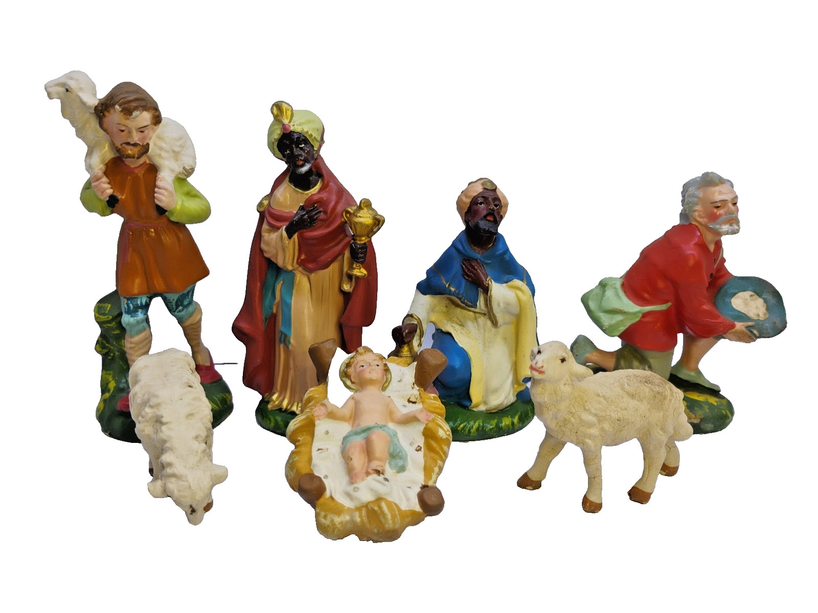 Vintage Nativity Set Of 7 Hand Painted In Italy Replacement Pieces Jesus