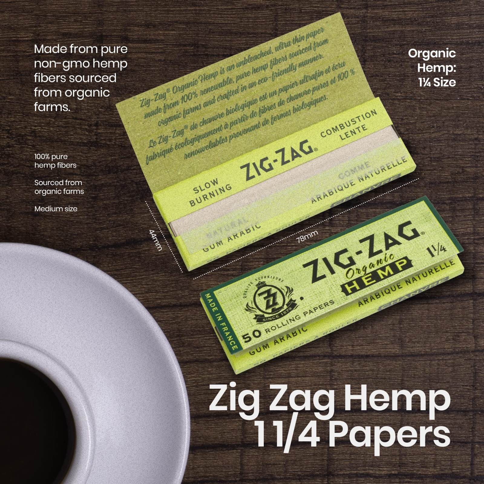 😎 FULL BOX ZIG-ZAG 1 ¼ ORGANIC HEMP PAPERS👀✨ 24 BOOKLETS