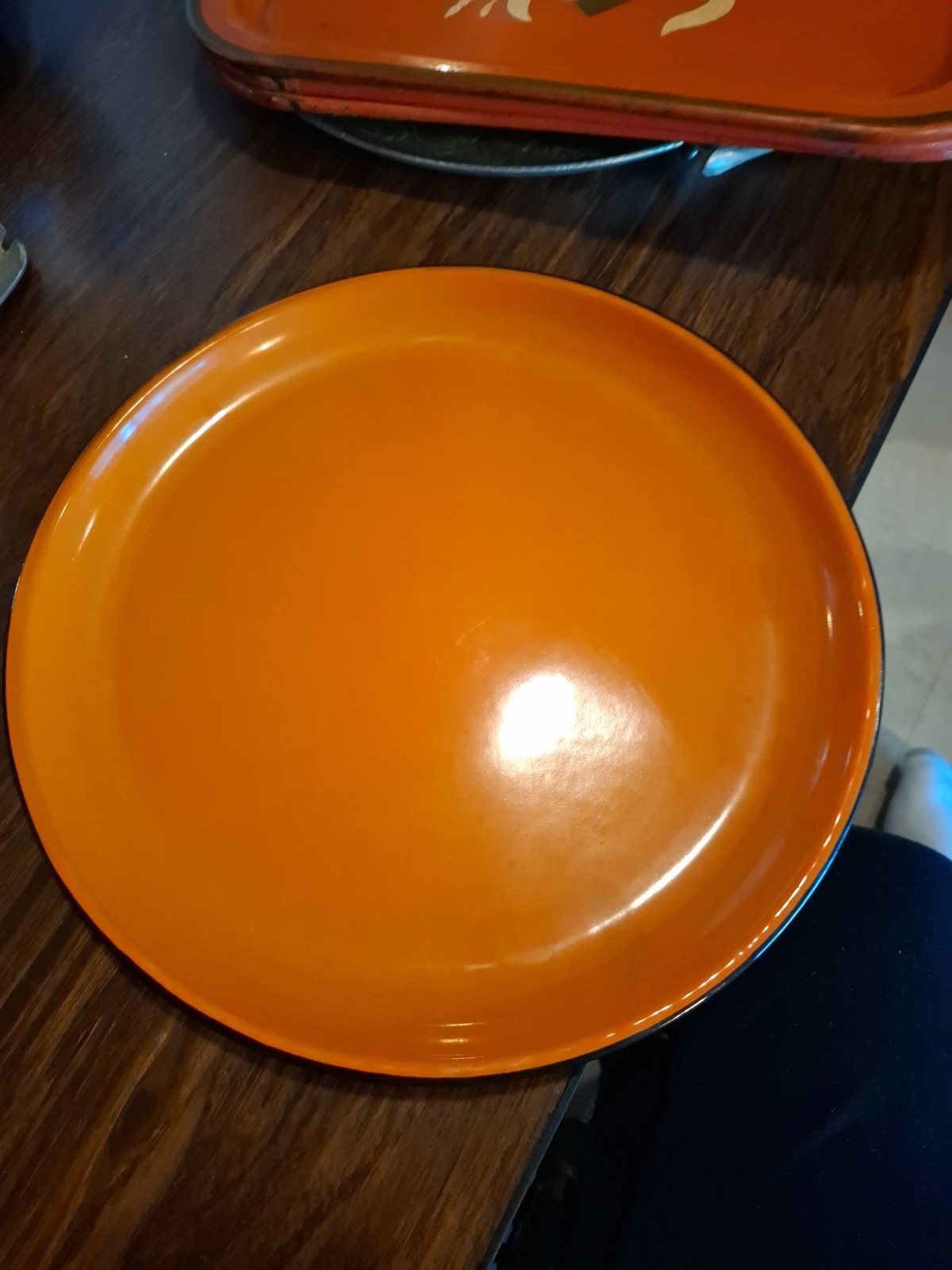 VTG Otagiri OMC Japan Orange Enamelware Plate 11″