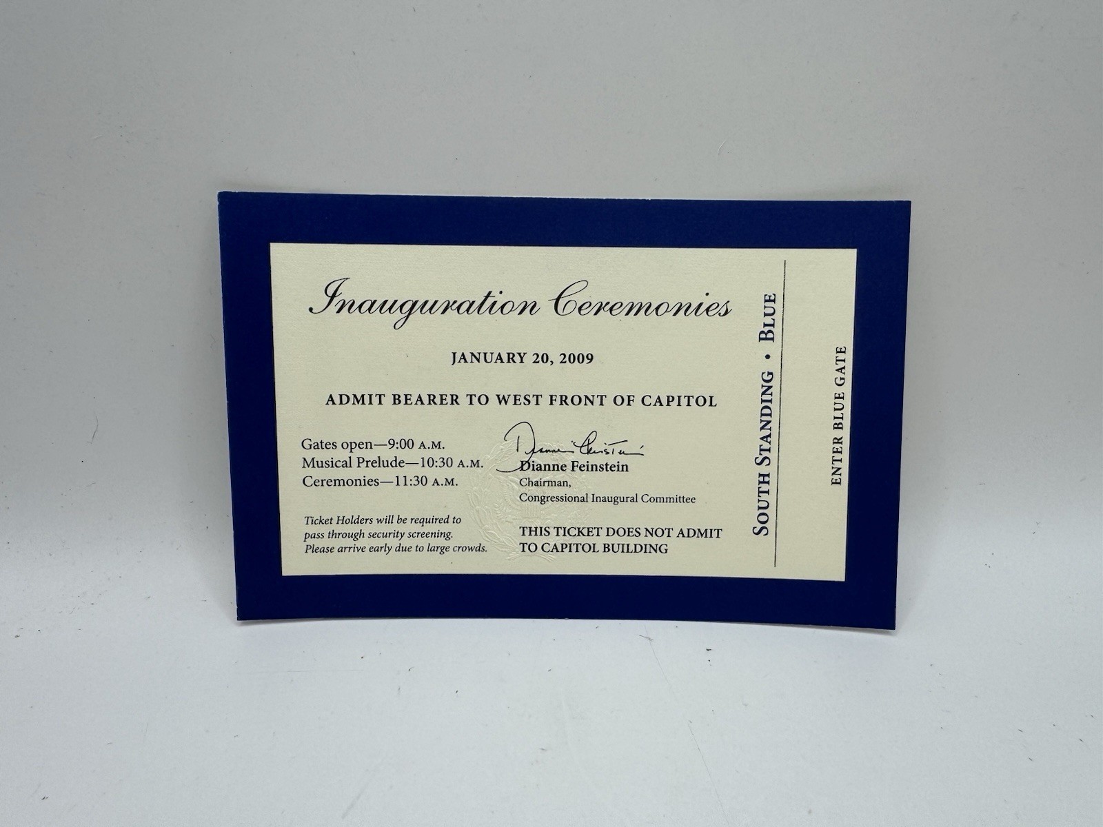 2009 Barack Obama Presidential Inauguration Blue Ticket RARE!!