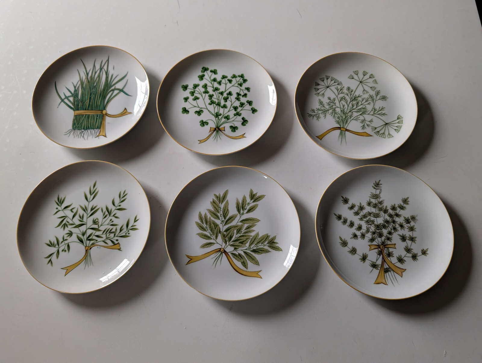 VINTAGE TASTE SETTER PLATE HERBS 7.50″ DIAMETER MADE IN JAPAN SET OF 6