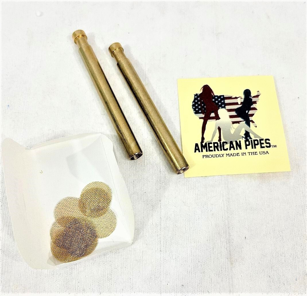 SET OF2PCS AMERICANPIPES(TM) GOLD PINCH HITTER SELF CLEAN PUSH BAT DOUGOUT PIPE