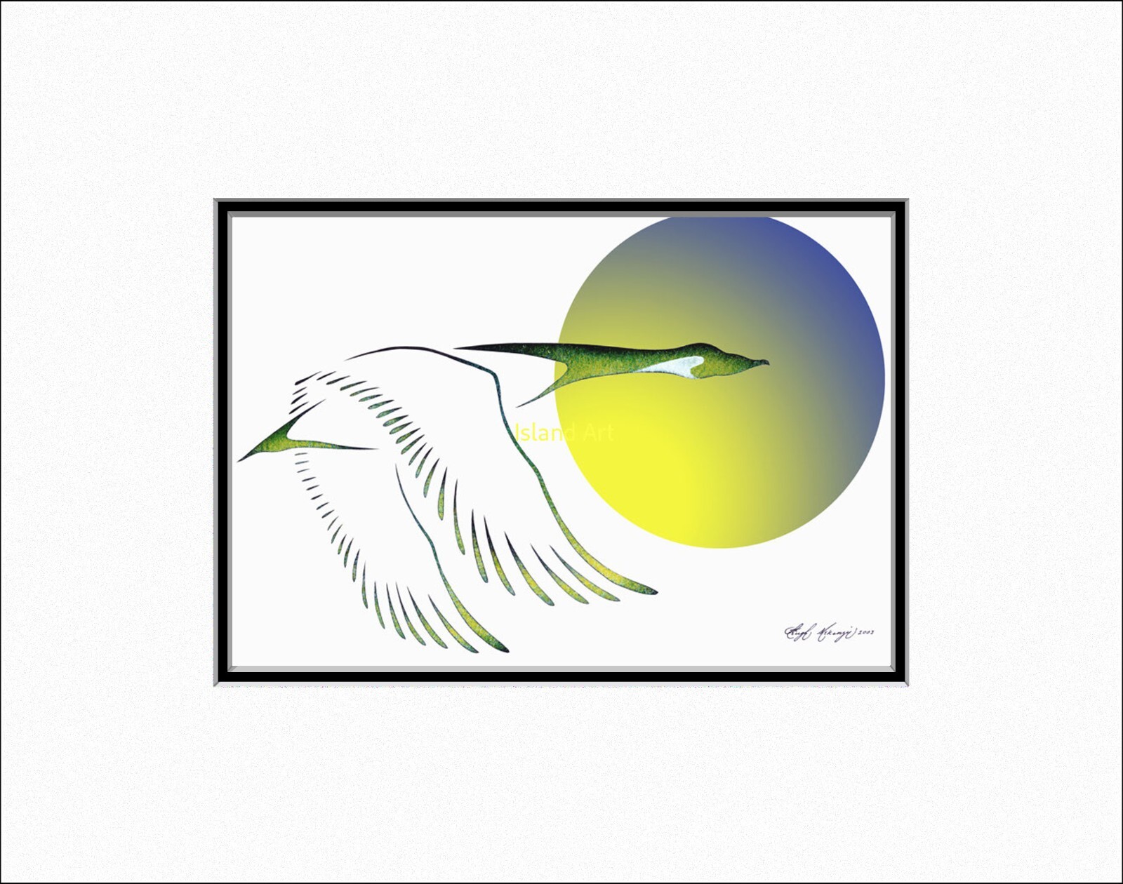 WINTER FLIGHT (Goose) by Ojibway artist Hugh McKenzie – 11″ x 14″ Matted print