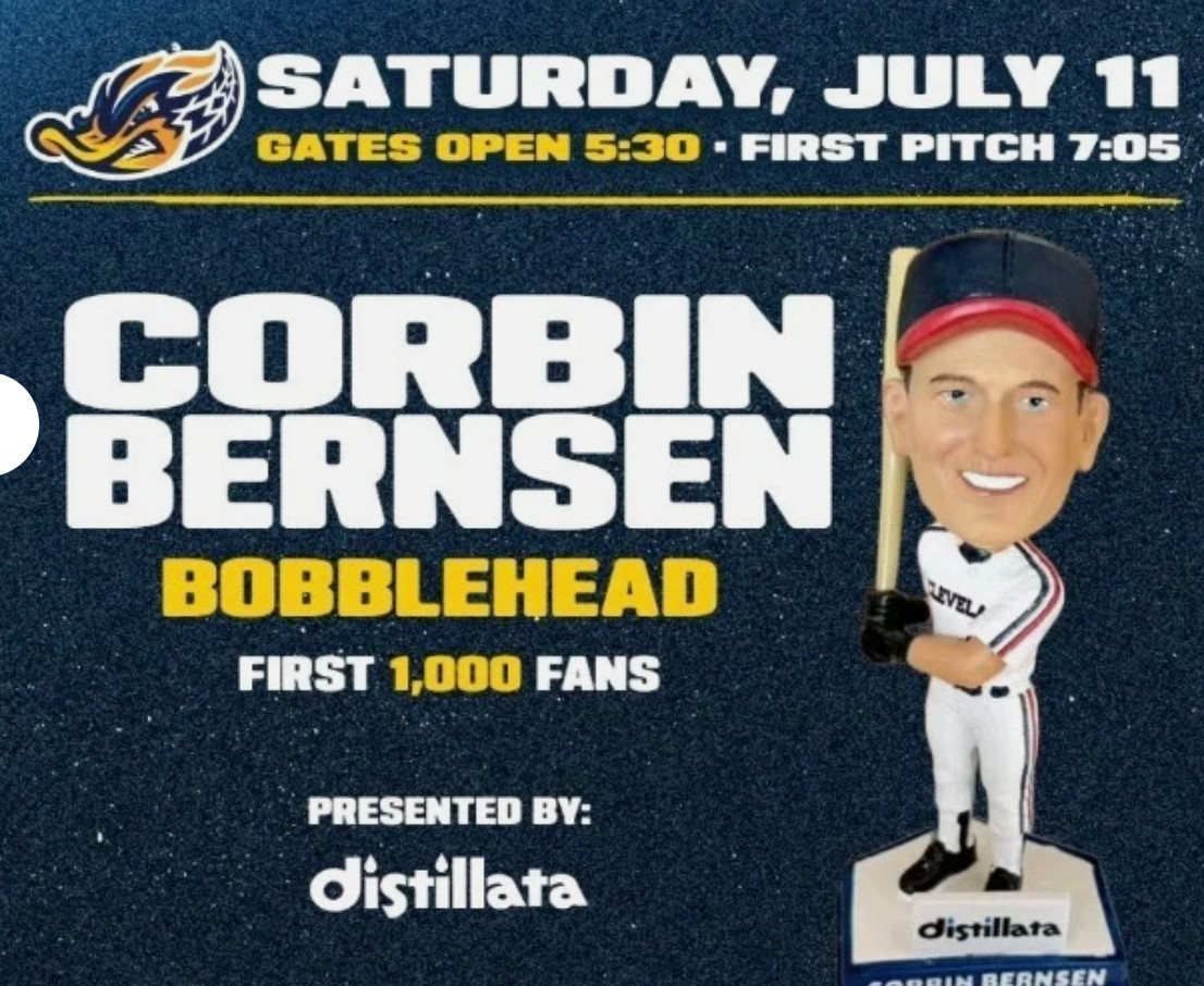 Akron RUBBERDUCKS 7/11/26 CORBIN BERNSON MAJOR LEAGUE Roger Dorn Bobblehead
