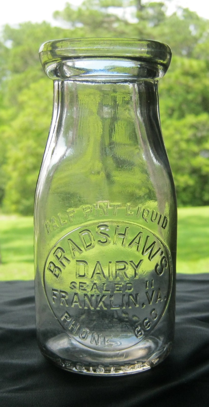 1920’s BRADSHAW’S DAIRY, Franklin, VA–Phone 660—Half Pint