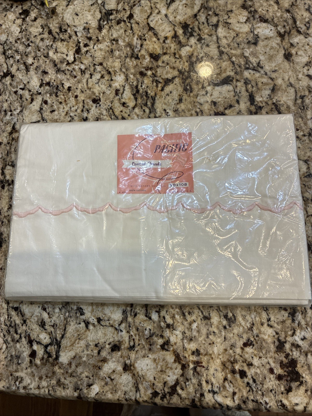 Vtg Balanced Pacific Flat Sheet 100% Cotton Percale Full/Queen New Old Stock USA
