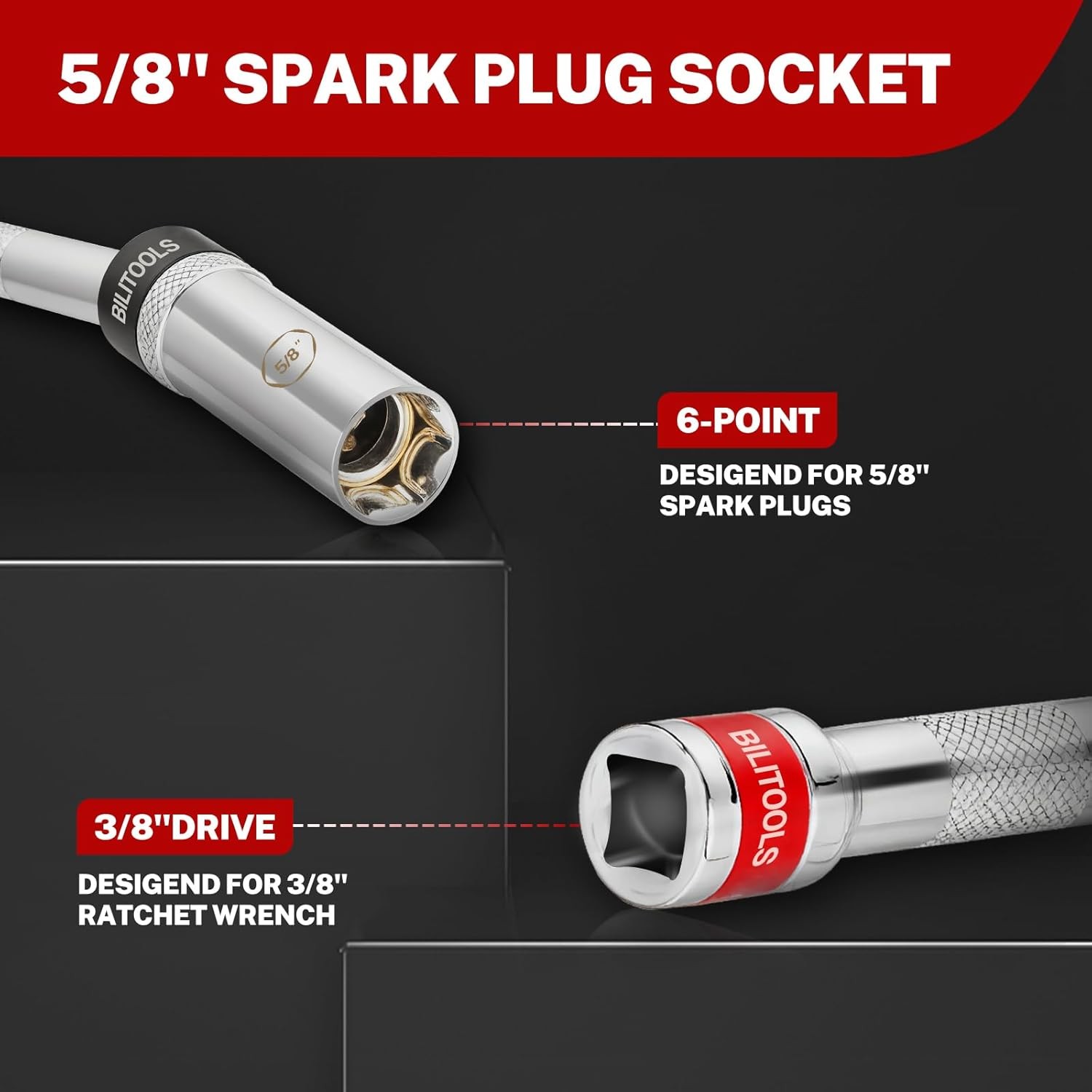 Magnetic Spark Plug Socket 5/8-inch Thin Wall Swivel 3/8-inch Drive Motorcycles