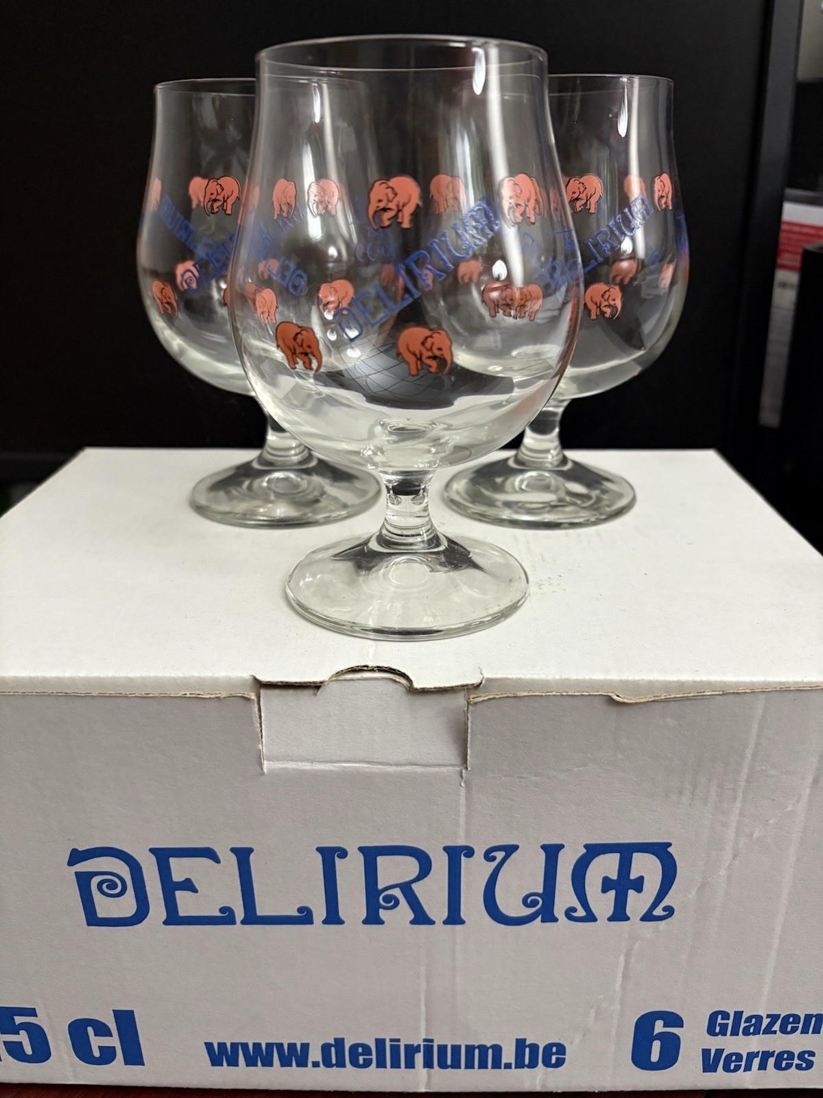 12 Delirium Tremens Belgian Tulip Beer Glasses 25cl Pink Elephants
