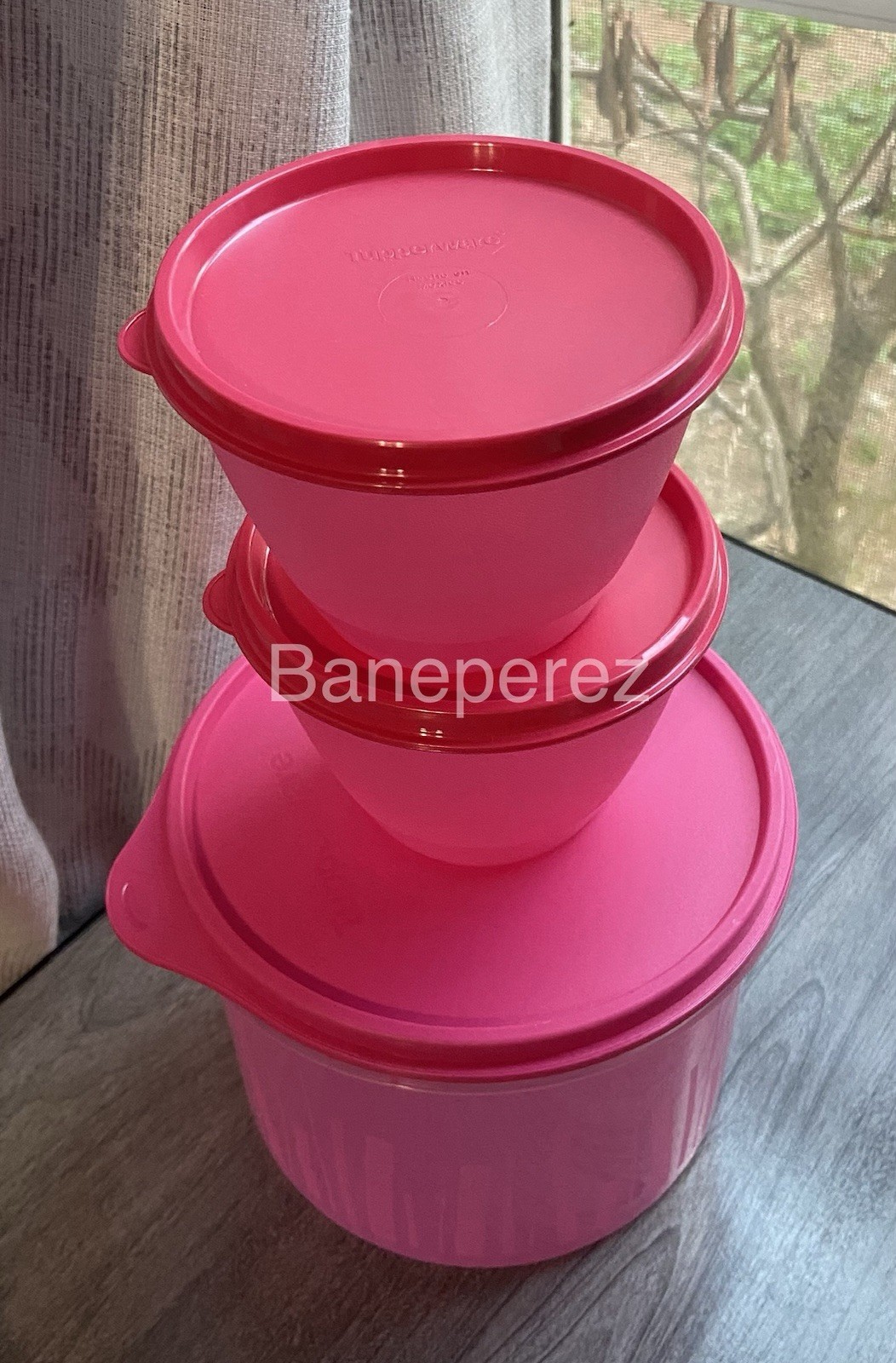 Tupperware Pink Container 3 Piece Set 450ml/14oz , 1.7L