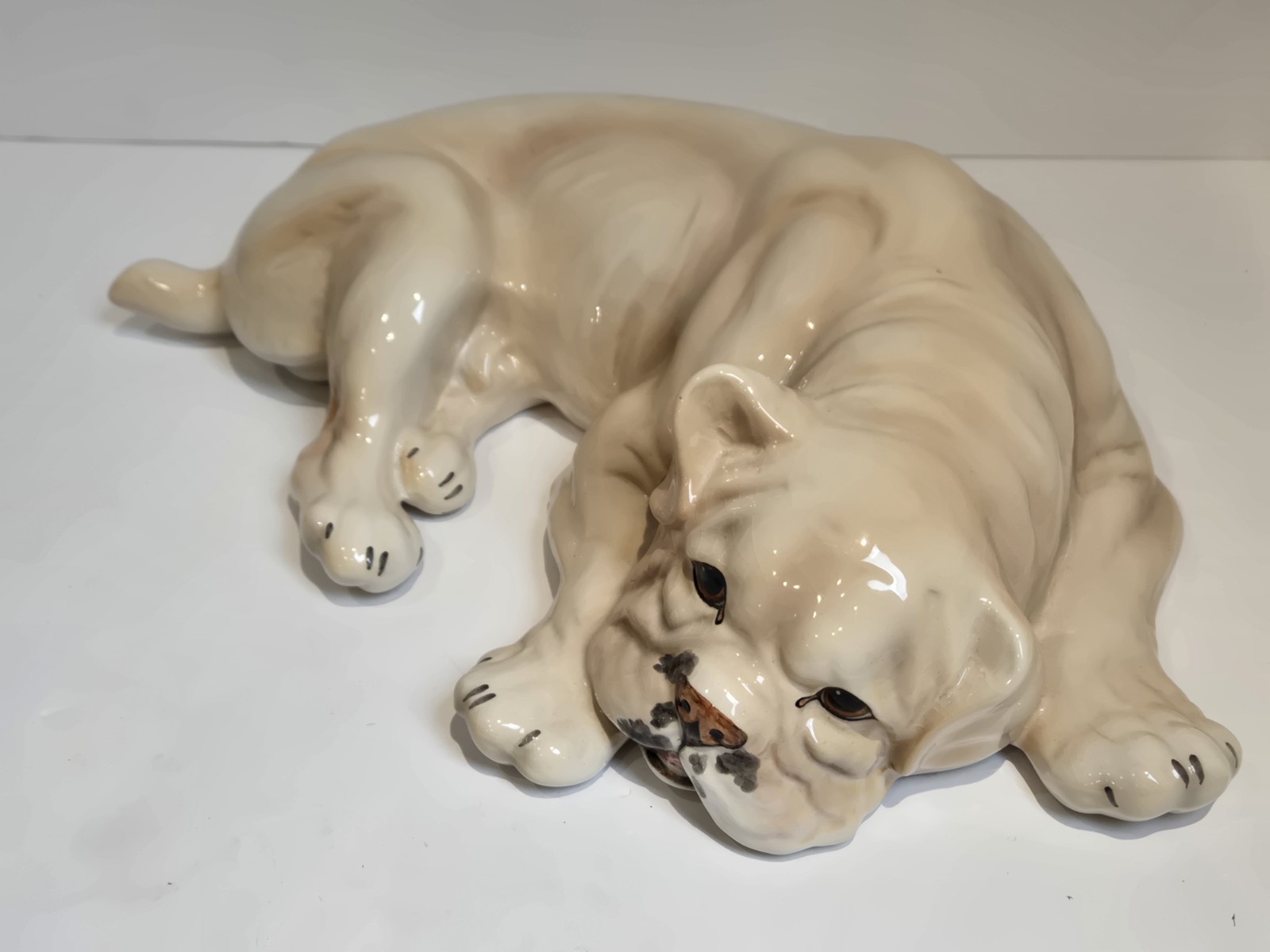 Rare Large 17″ Boxer Resting Dog Ceramic Statue Giovanni Ronzan ITALY MCM