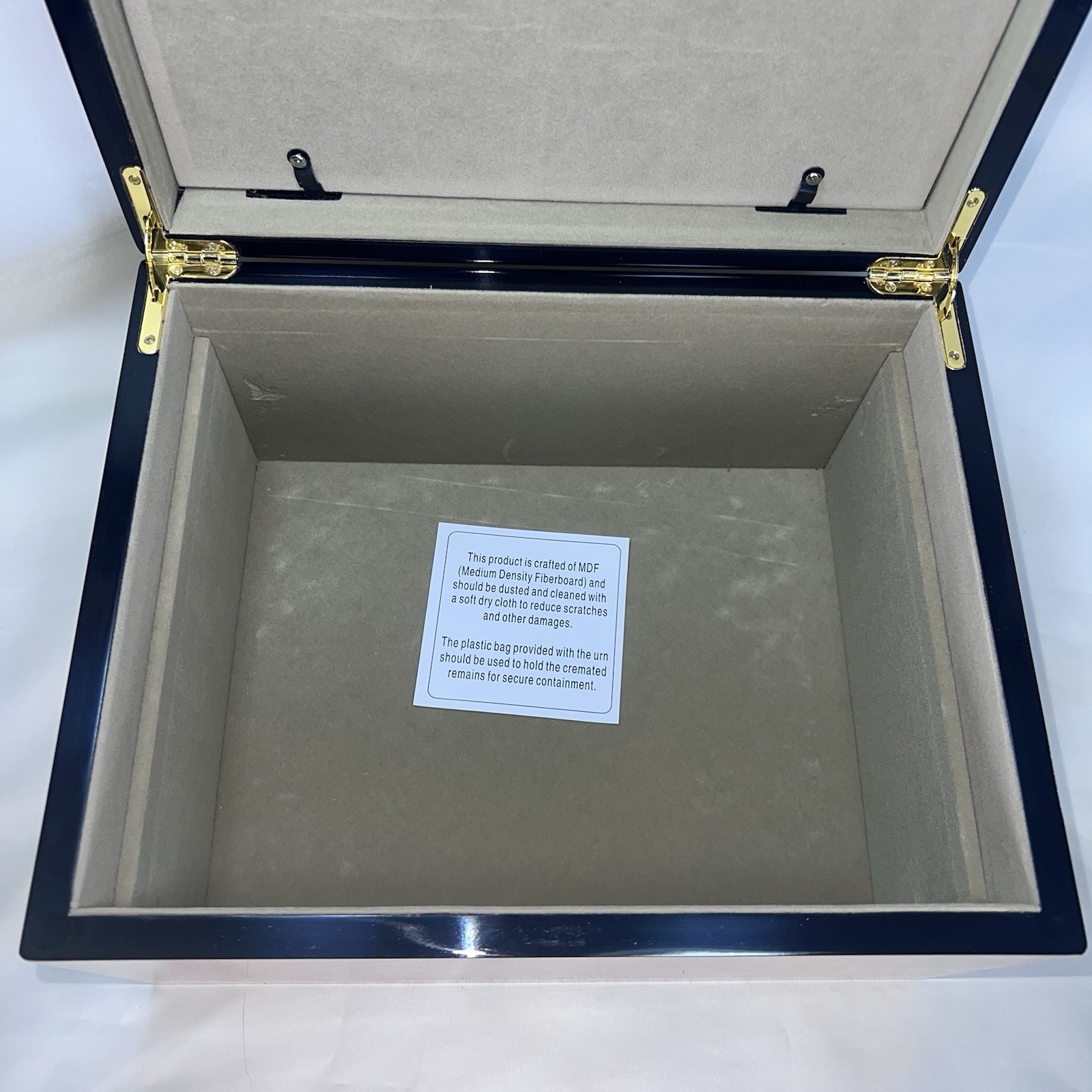 Lacquered Burl Walnut Veneer High Gloss Finish Memorial Keepsake Box
