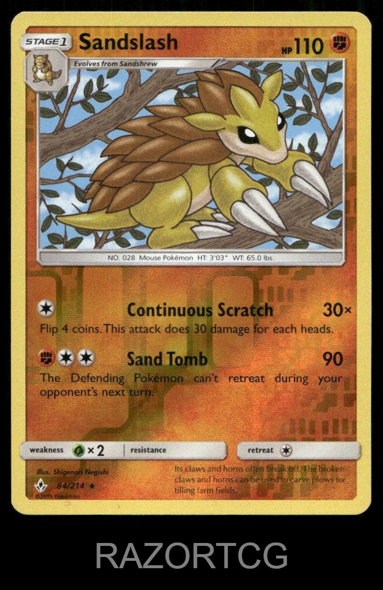 SANDSLASH 84/214 R UNBROKEN BONDS POKEMON REVERSE HOLO NM/M