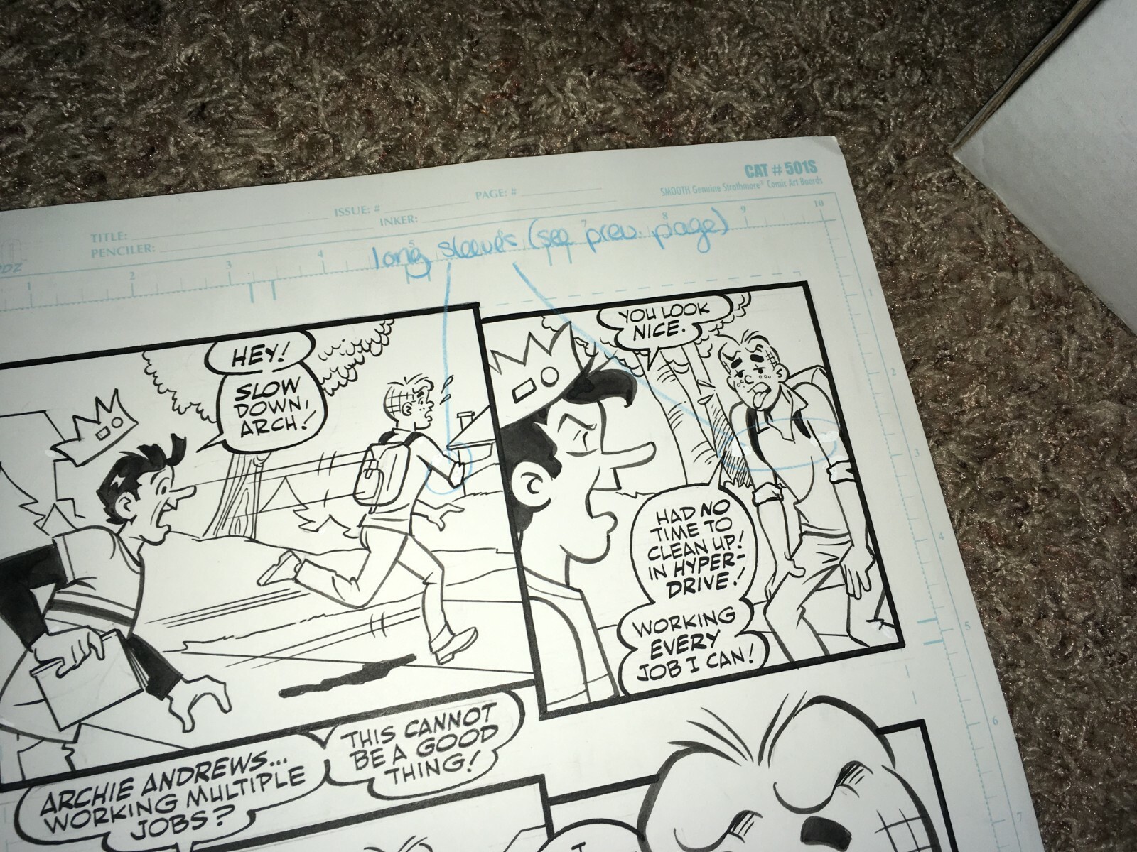 Dan Parent Original Comic Art Signed Archie Comic Book Storyboard