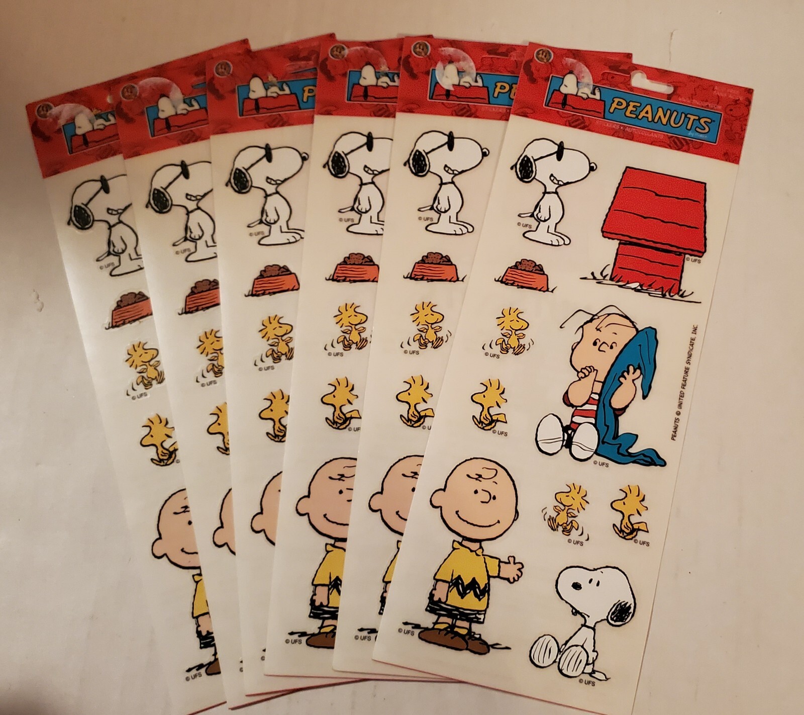 Snoopy Peanuts Sandylion Scrapbook stickers – lot of 6 sheets – NOS acid free