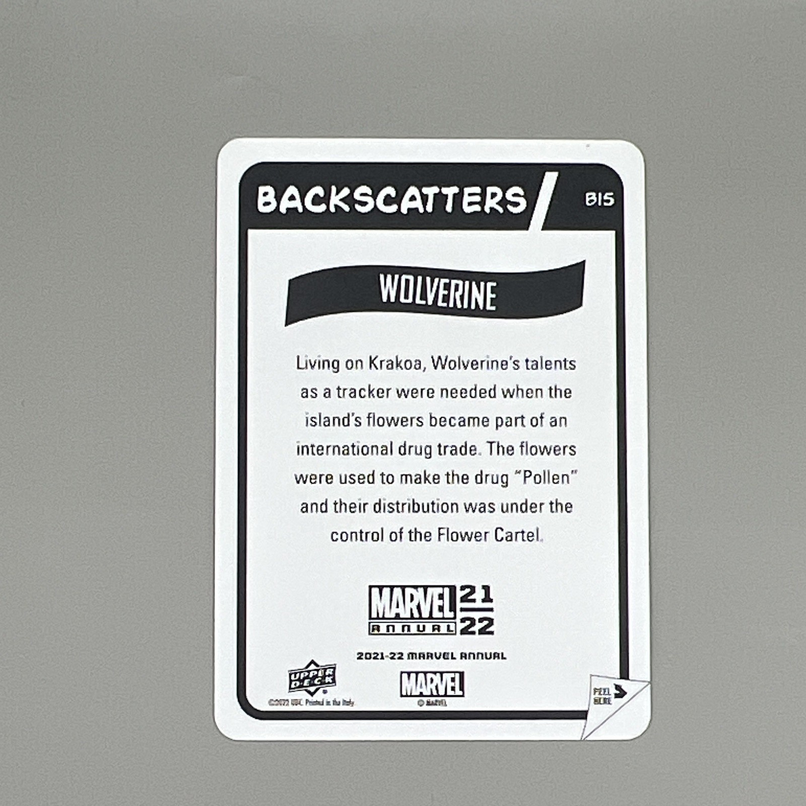 Upper Deck Marvel Annual 2021-22 Backscatters B15 Wolverine Insert Card