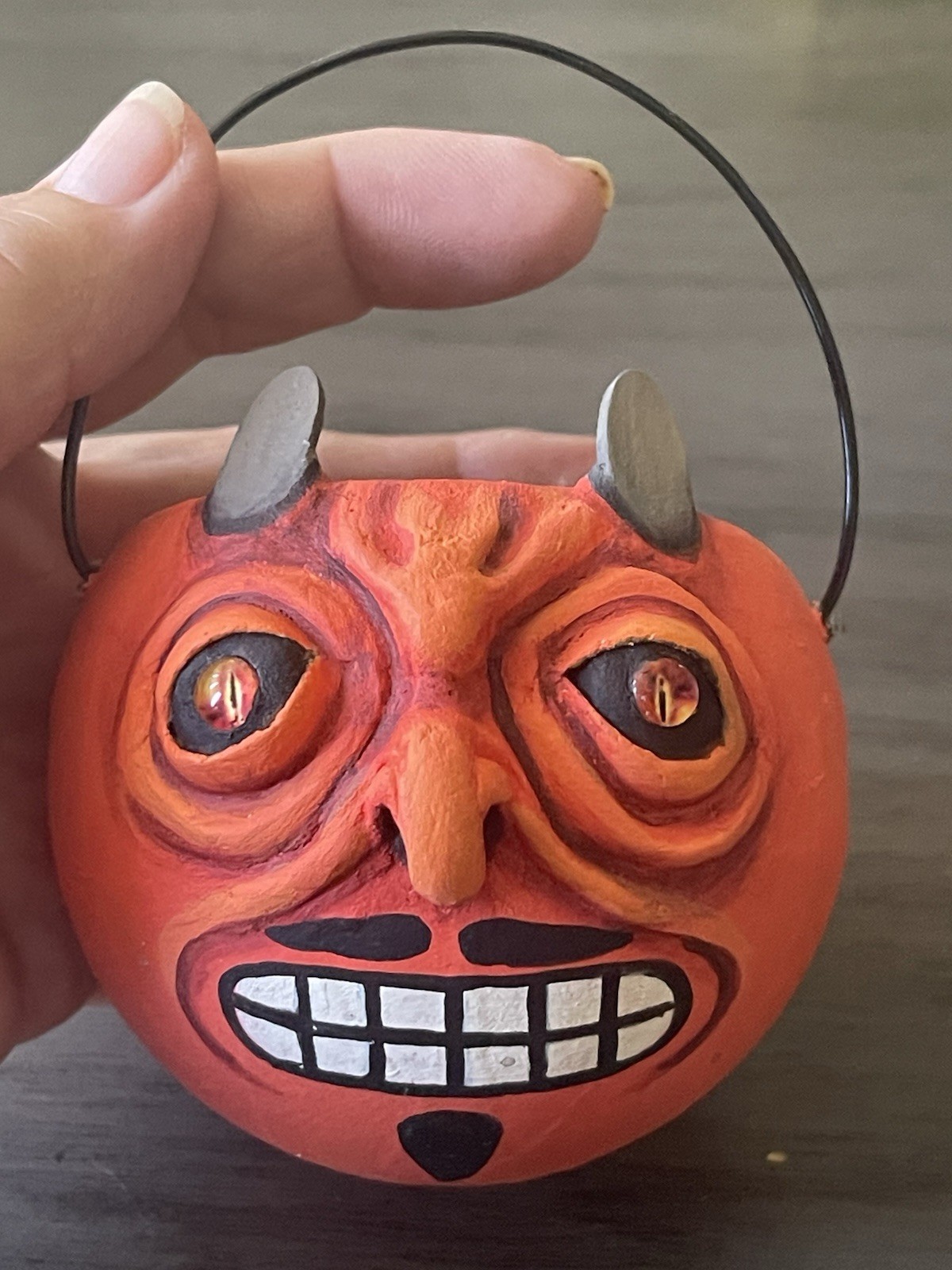 Halloween Artist Ooak Devil Bucket Paper Mache