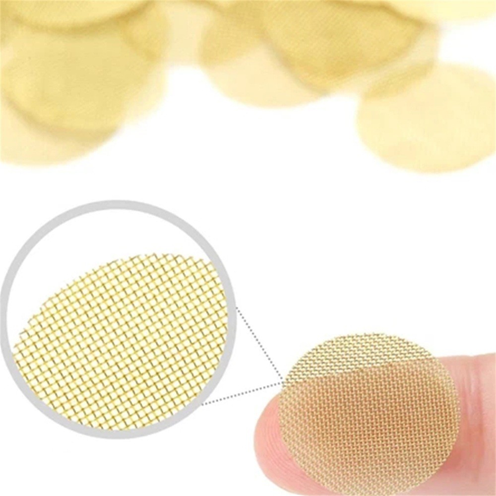 100Pcs 19mm Tabacoo Smoking Pipe Filter Screens Gold Brass Round Mesh Filters