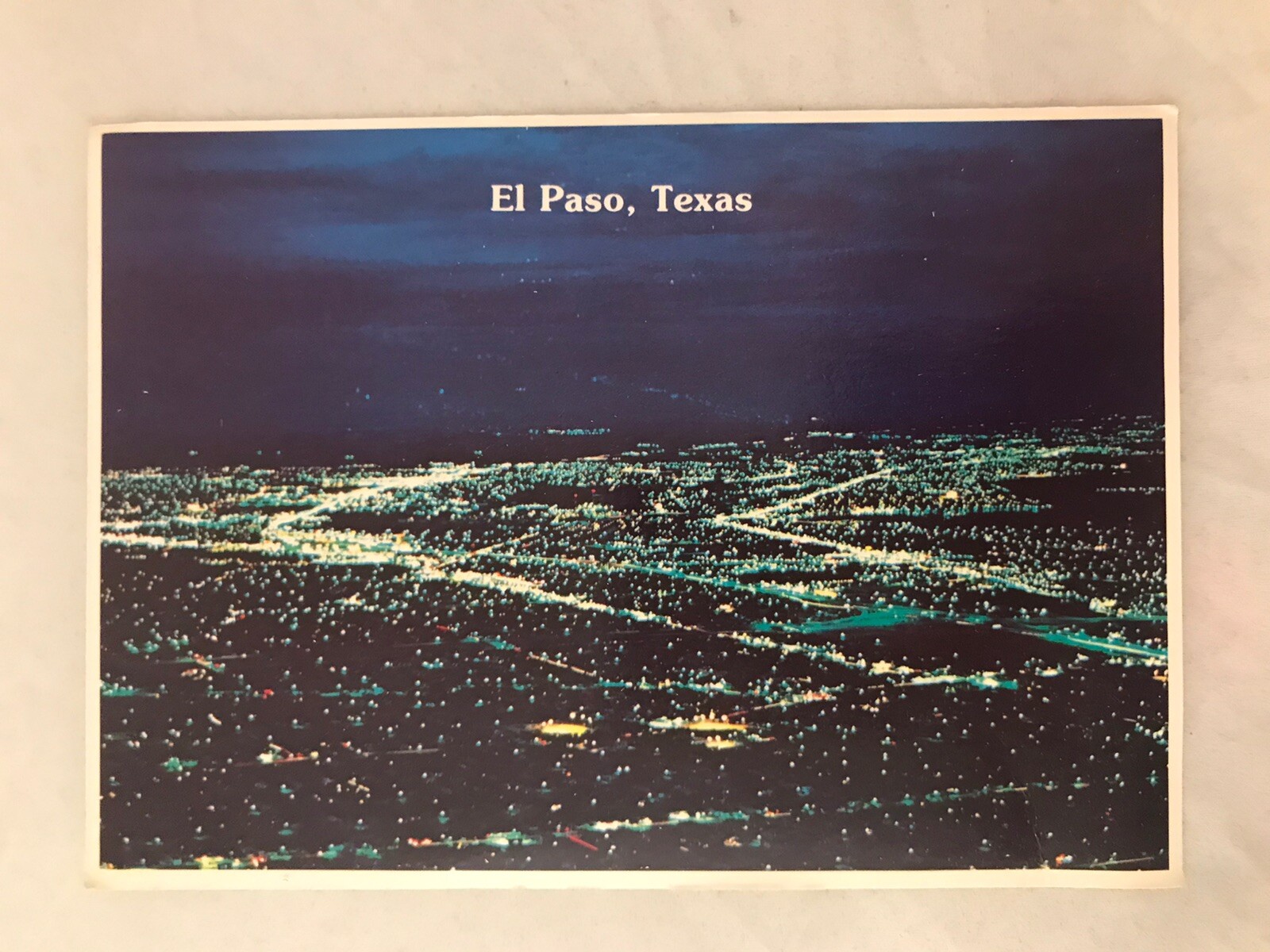 Vintage Postcard El Paso, Texas Aerial Night View “The International City”