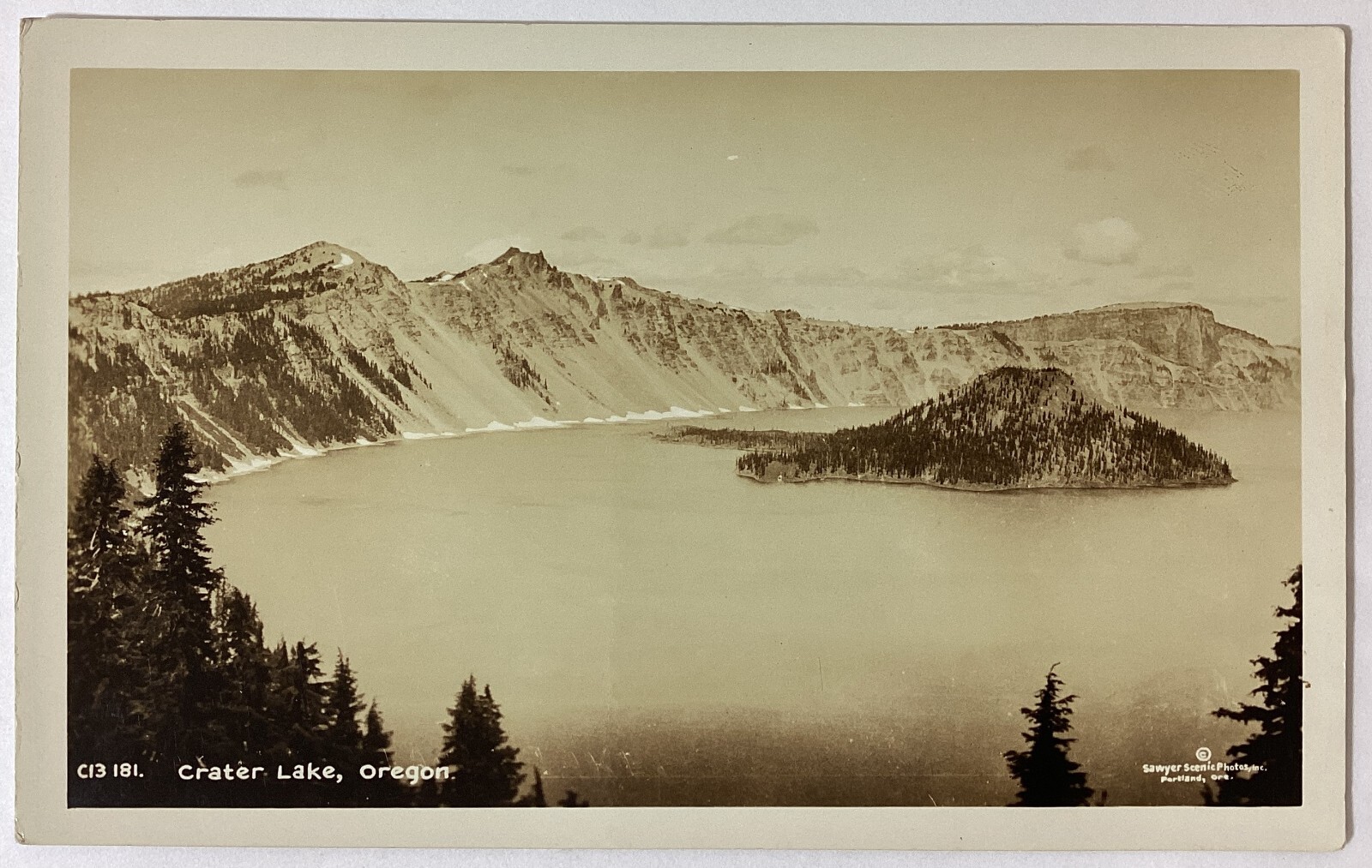 Crater Lake Oregon Scenic View Real Photo Vintage RPPC Postcard Unposted