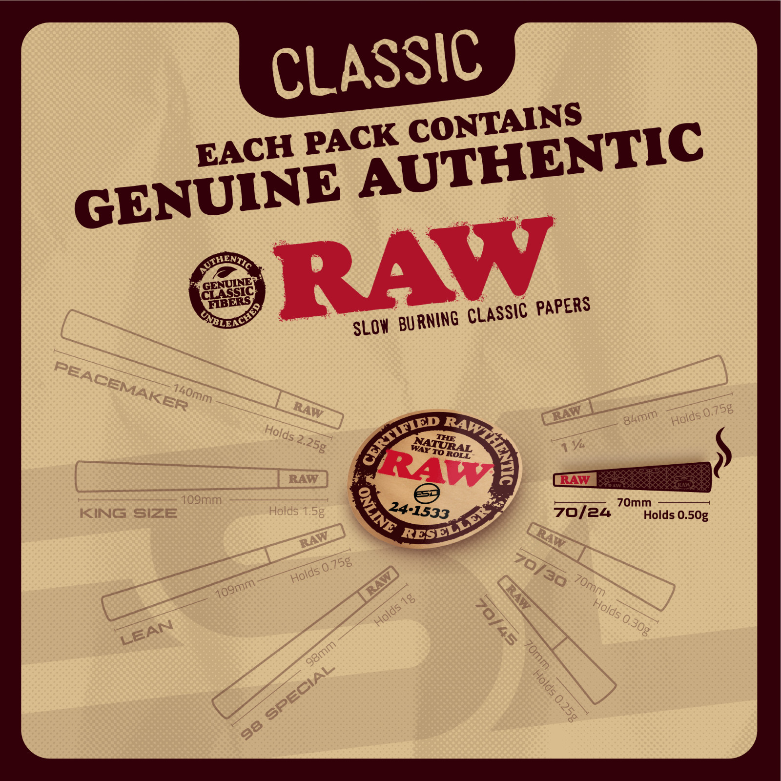 RAW Cones 70/24 Single Size Dogwalker | 100 Pack