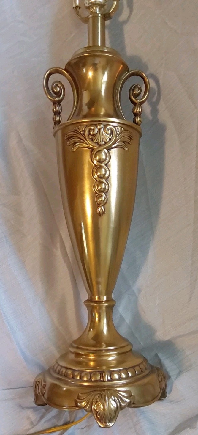 Vtg Stiffel Large Solid Brass Ornate Urn Table Lamp Hollywood Regency Rare Style