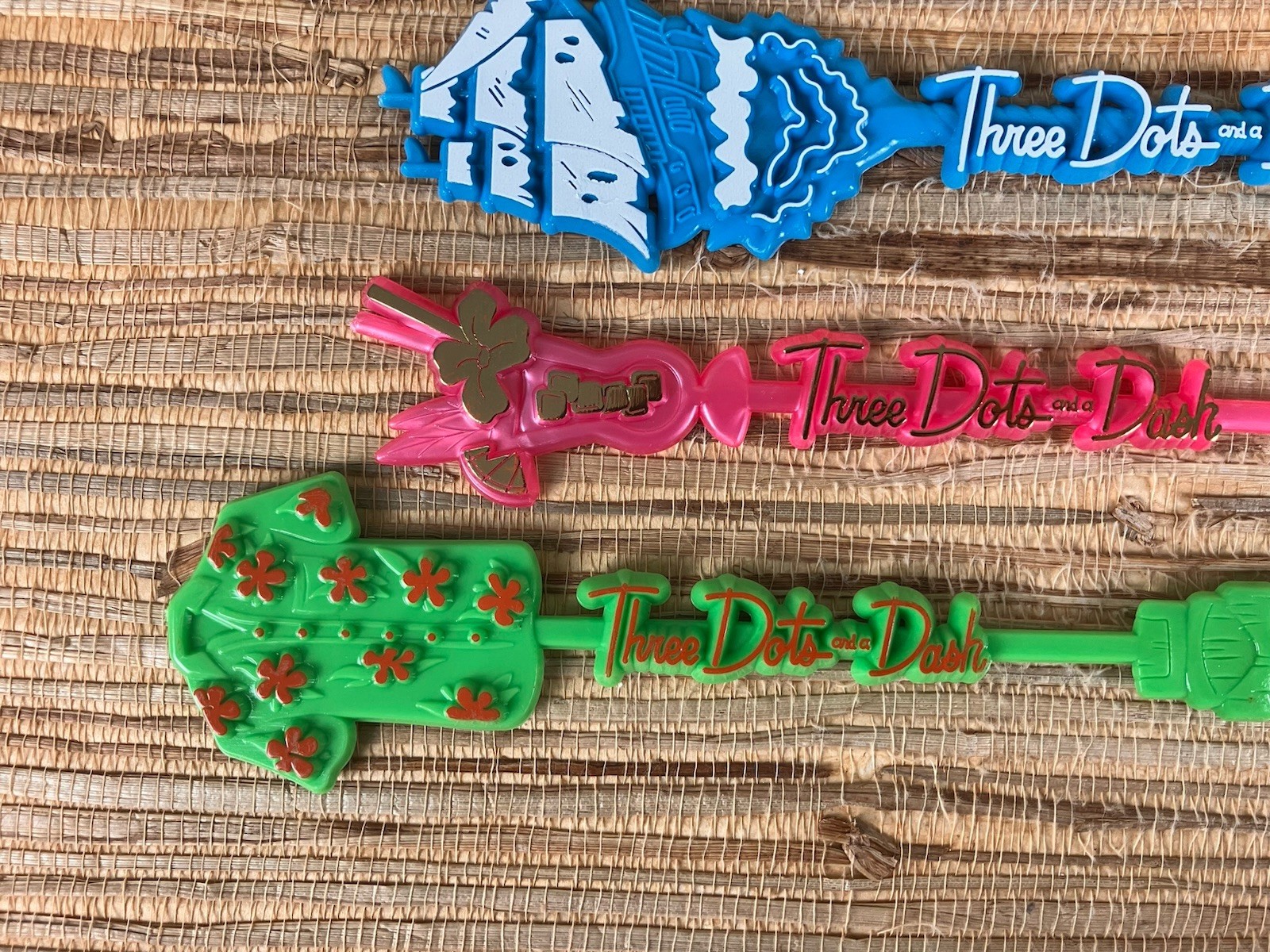 Three Dots and a Dash Skull Wall Menu Summer 25′ & 3 Swizzle Sticks Chicago New