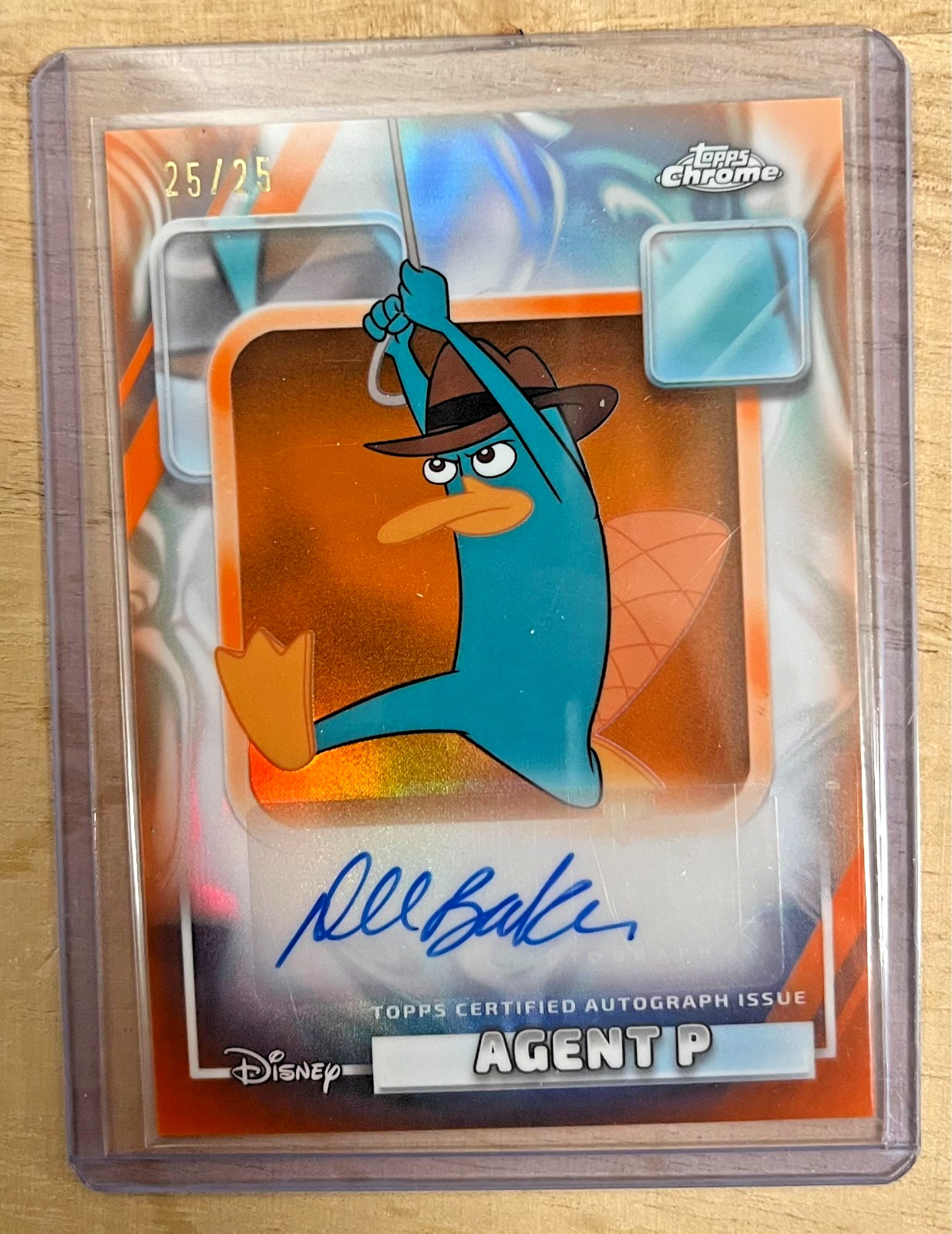 2026 Topps Chrome Disney AGENT P Orange Refractor AUTO Bookend /25 #AA-DBB