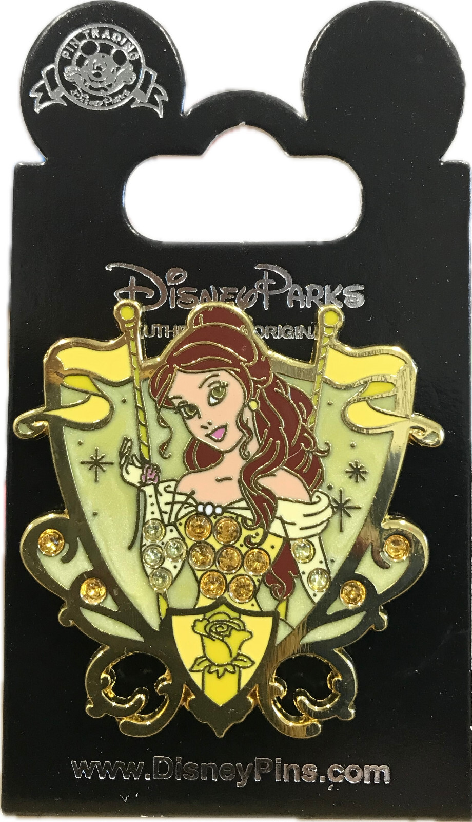 Trading Pin – Disney Disneyland Park – Princess Belle Jeweled Shield Crest