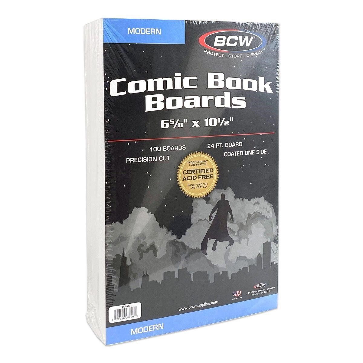 100 BCW Comic Book Boards Modern Current Size 24 Pts Archival Safe Storage Back