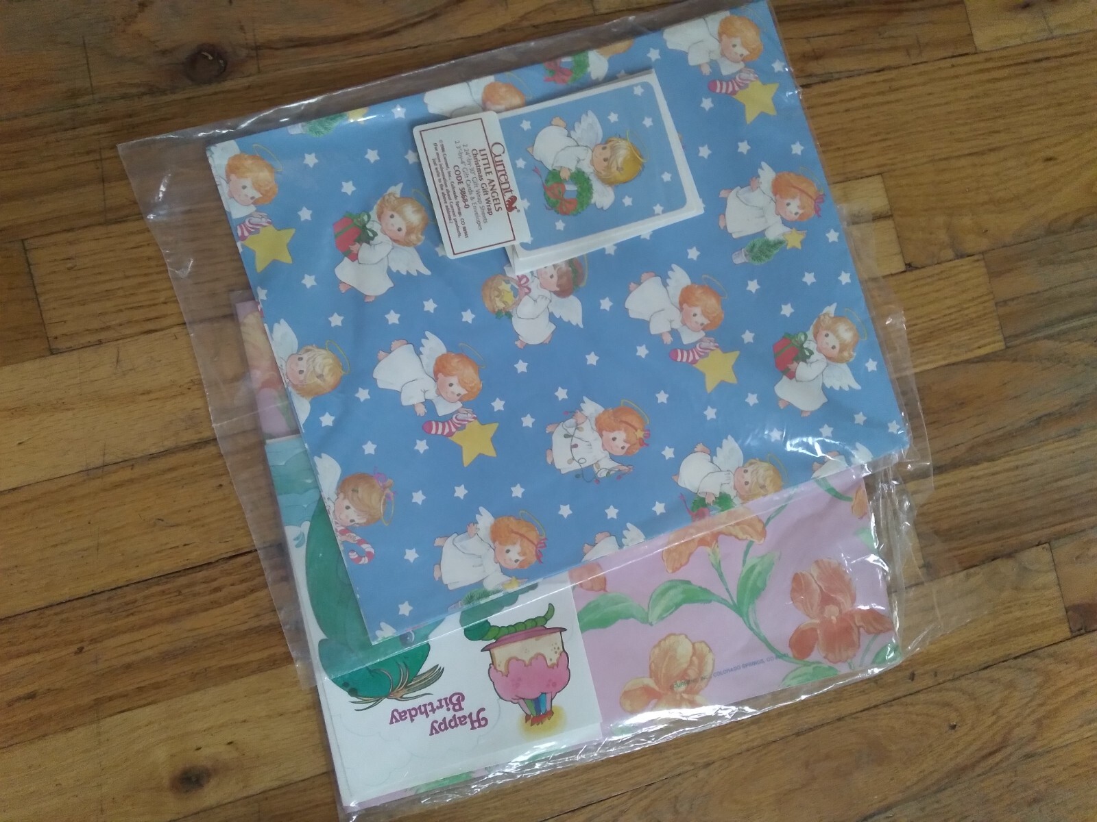 Vintage Currant Wrapping Paper Little Angels Christmas Birthday Gift Wrap 1986