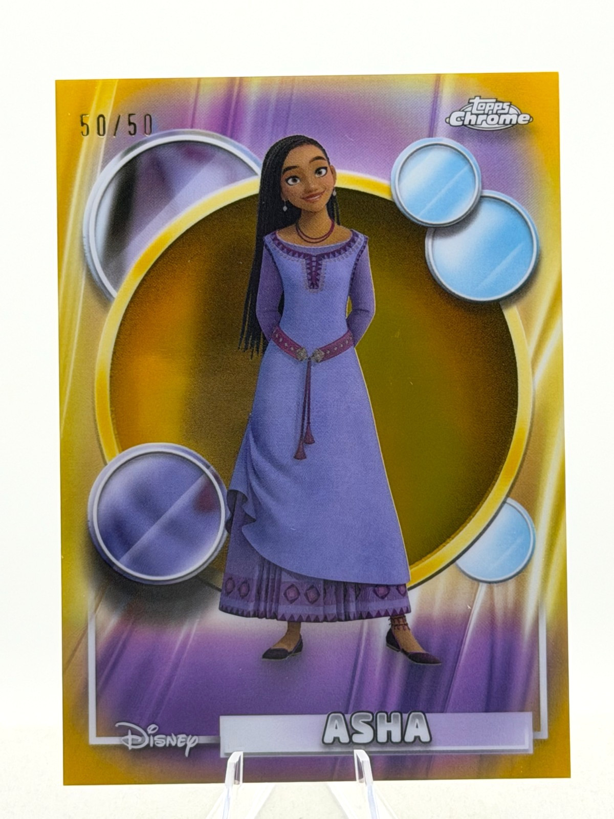 2026 TOPPS CHROME DISNEY ASHA WISH TRUE GOLD REFRACTOR BOOKEND OMEGA! #50/50