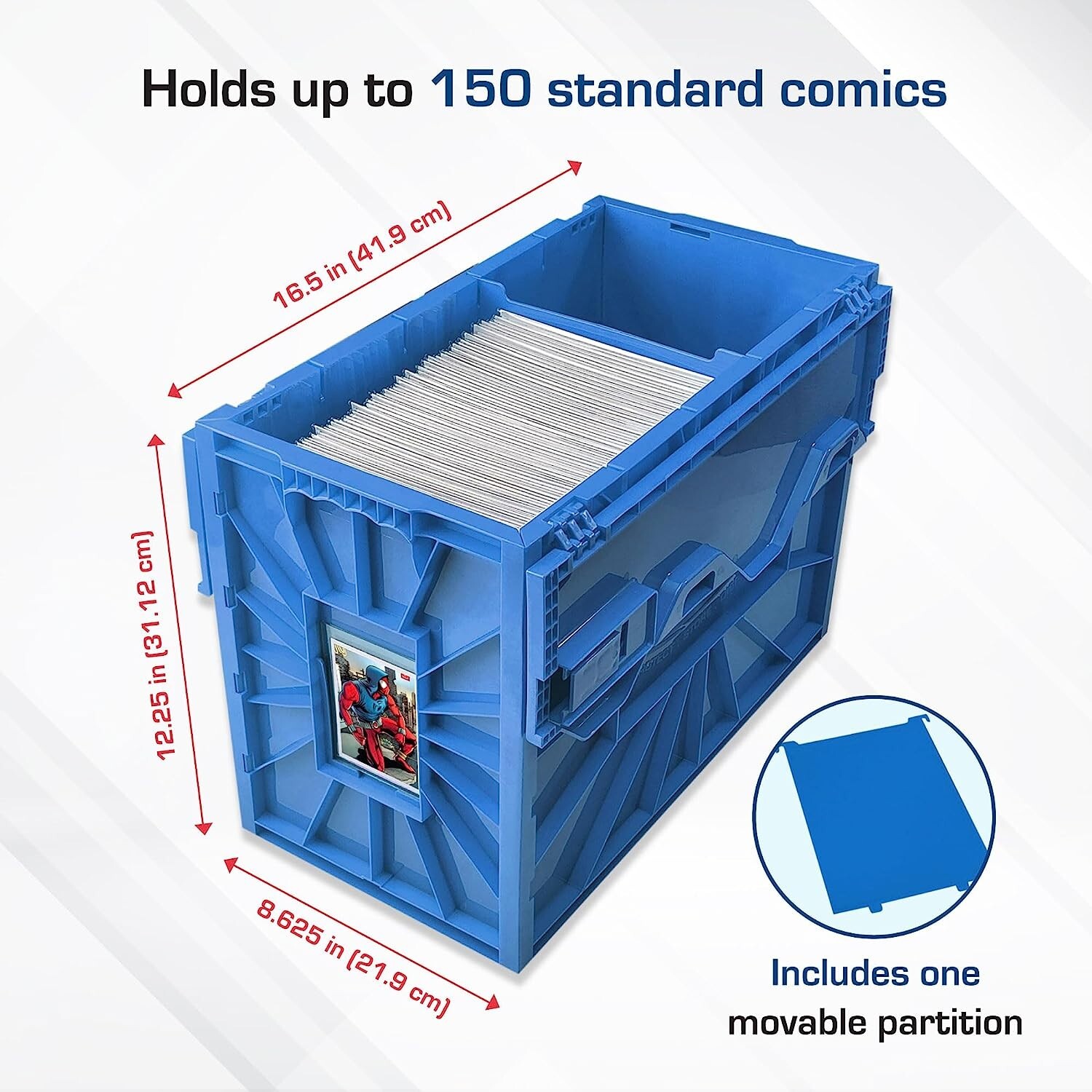 1 BCW Short Comic Book Bin Blue HeavyDuty Plastic Stackable Box Ho1ds 150 Comics