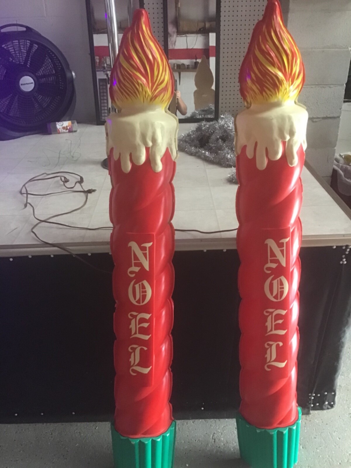 vintage pair of 5 foot illuminated indoor outdoor candles Goodman product used