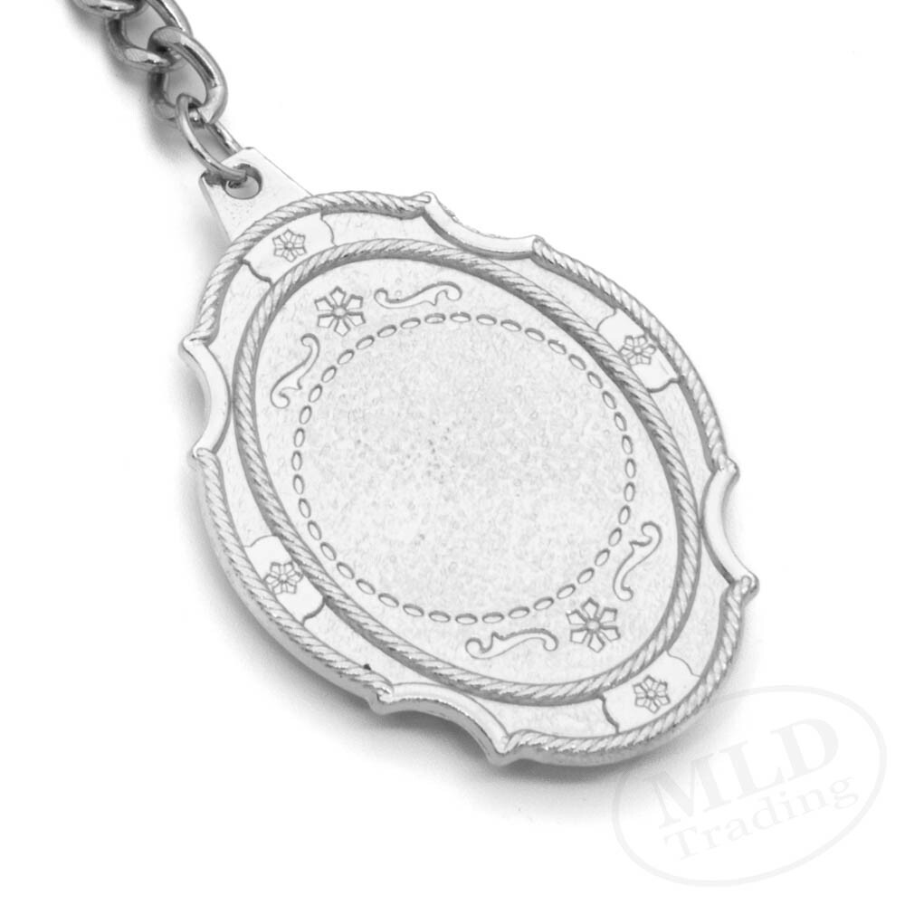St Benedict Medal Keychain Large Silver Pendant Zinc Alloy Religious Key Ring